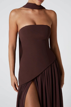 Silk Scarf Drapeli Maxi Elbise