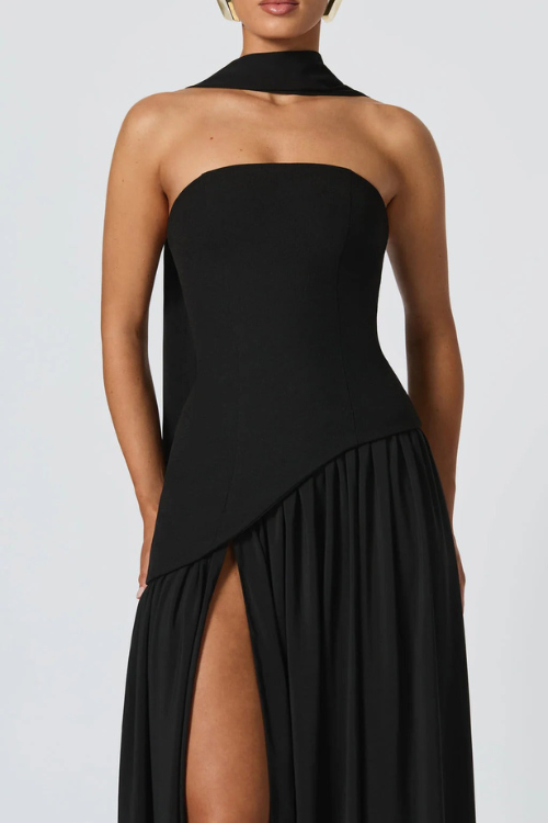 Silk Scarf Drapeli Maxi Elbise