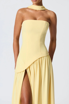 Silk Scarf Drapeli Maxi Elbise