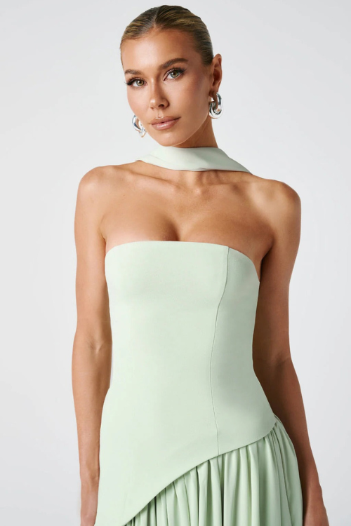 Silk Scarf Drapeli Maxi Elbise