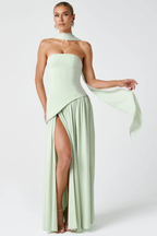 Silk Scarf Drapeli Maxi Elbise