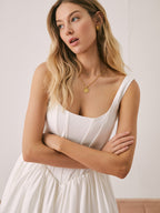 Fransız Zarif Solid Kısa Elbise