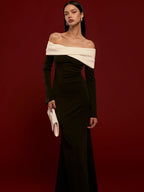 Clara Asitmetrik Omuzları Açık Kollu Elbise