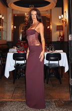 Lumira Askılı Dantel Detaylı Maxi Elbise